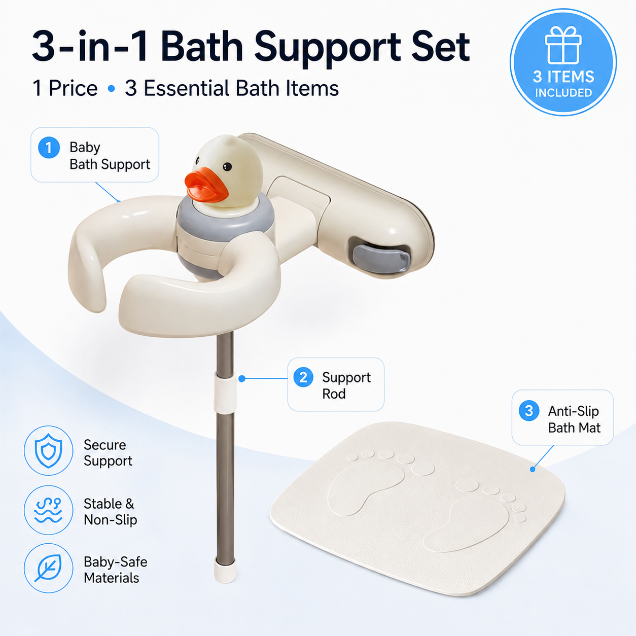 Wall-Mounted Bath Support Rack