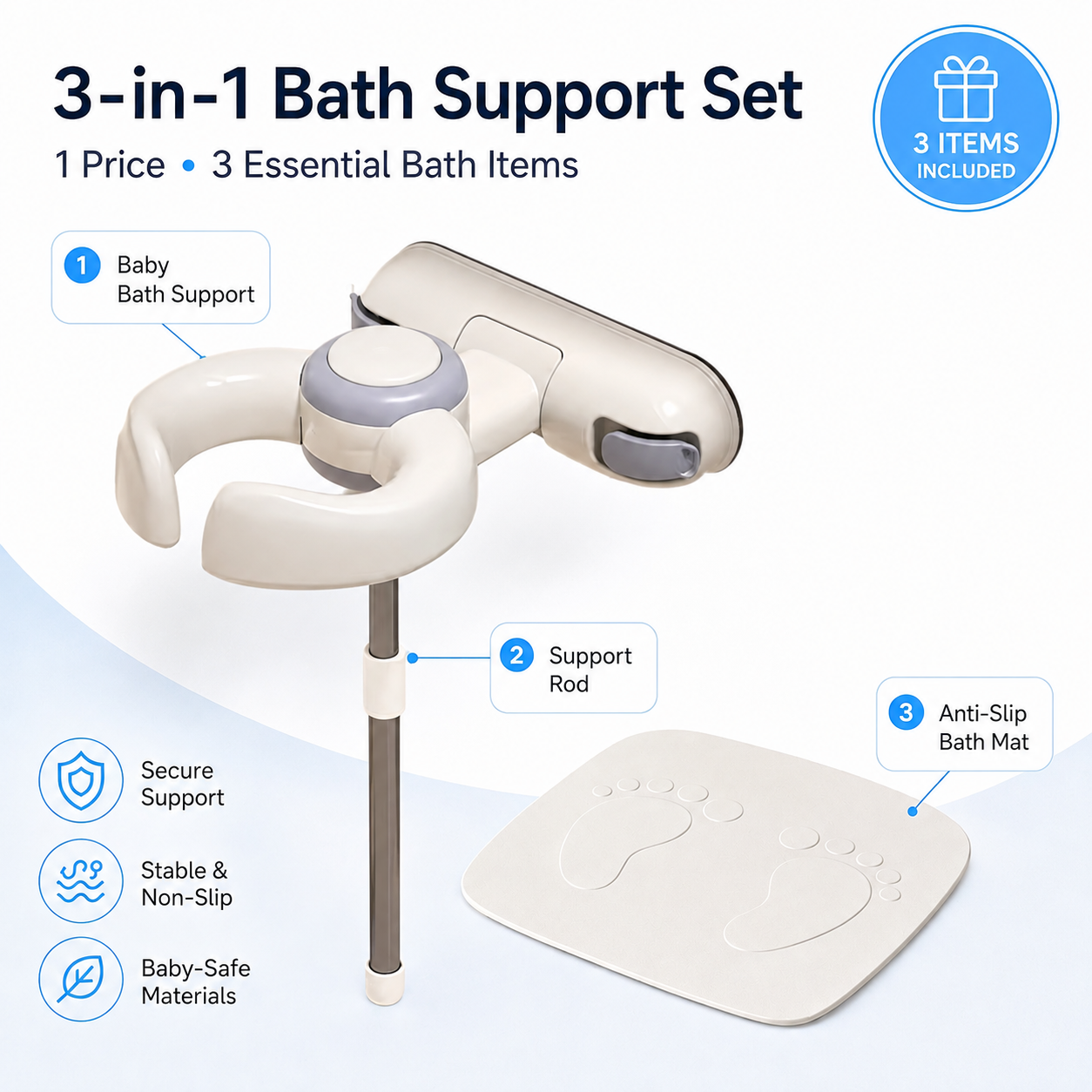 Wall-Mounted Bath Support Rack