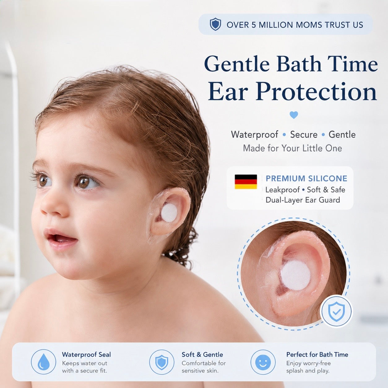 Baby Waterproof Ear Covers for Bath & Swimming